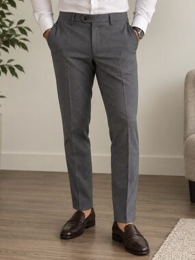 Ted Baker London Grey Textured Dress Pants 32R Tailored Stretch Preppy Corporate